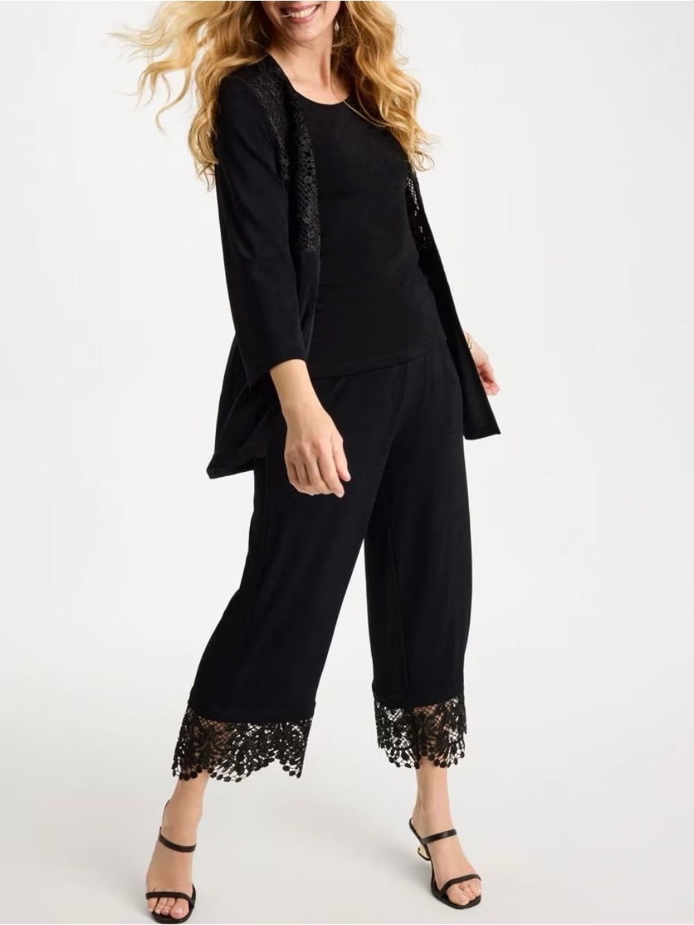 ANN TAYLOR Lace Trim Cropped Pants - Picture 2 of 11